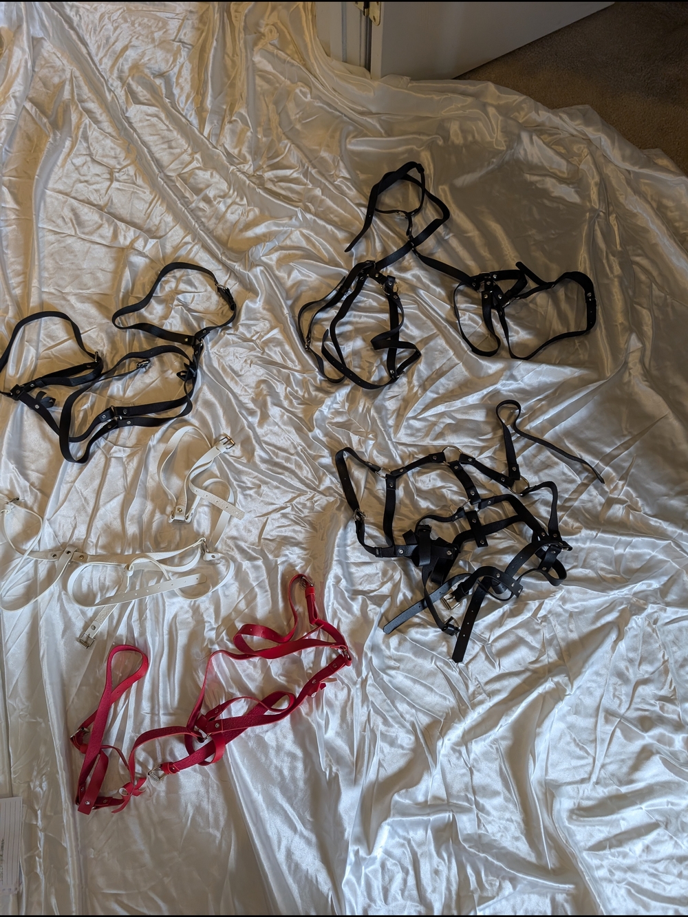 Women's Faux Leather Harness & Garter Bundle (6) | Chest Harness, Leg Garters